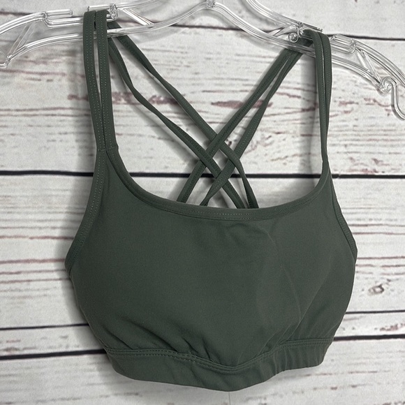 Athleta Criss Cross Strap Detail Removable Cups Bra Green Sz XXS! - Picture 2 of 6